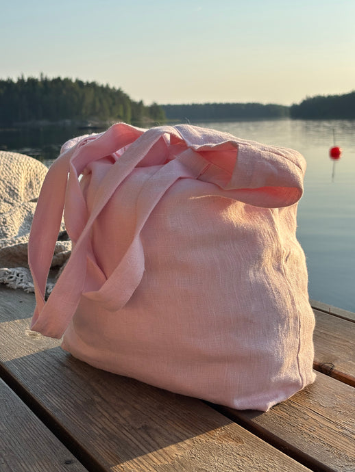 100% pellava kangaskassi mökkirannalle